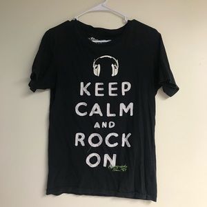 “Keep Calm And Rock On” Black Graphic Tee